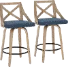 B26-CHARLOT WWBU2 Charlotte Blue & White-Washed Wood Counter Stool, Set of 2