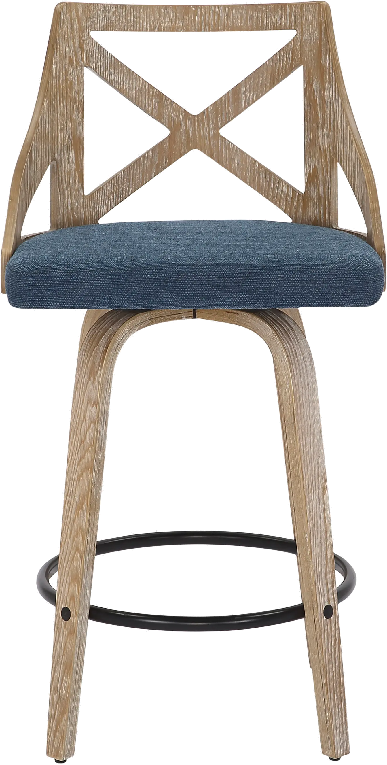 B26-CHARLOT WWBU2 Charlotte Blue & White-Washed Wood Counter Stool, Set of 2-3