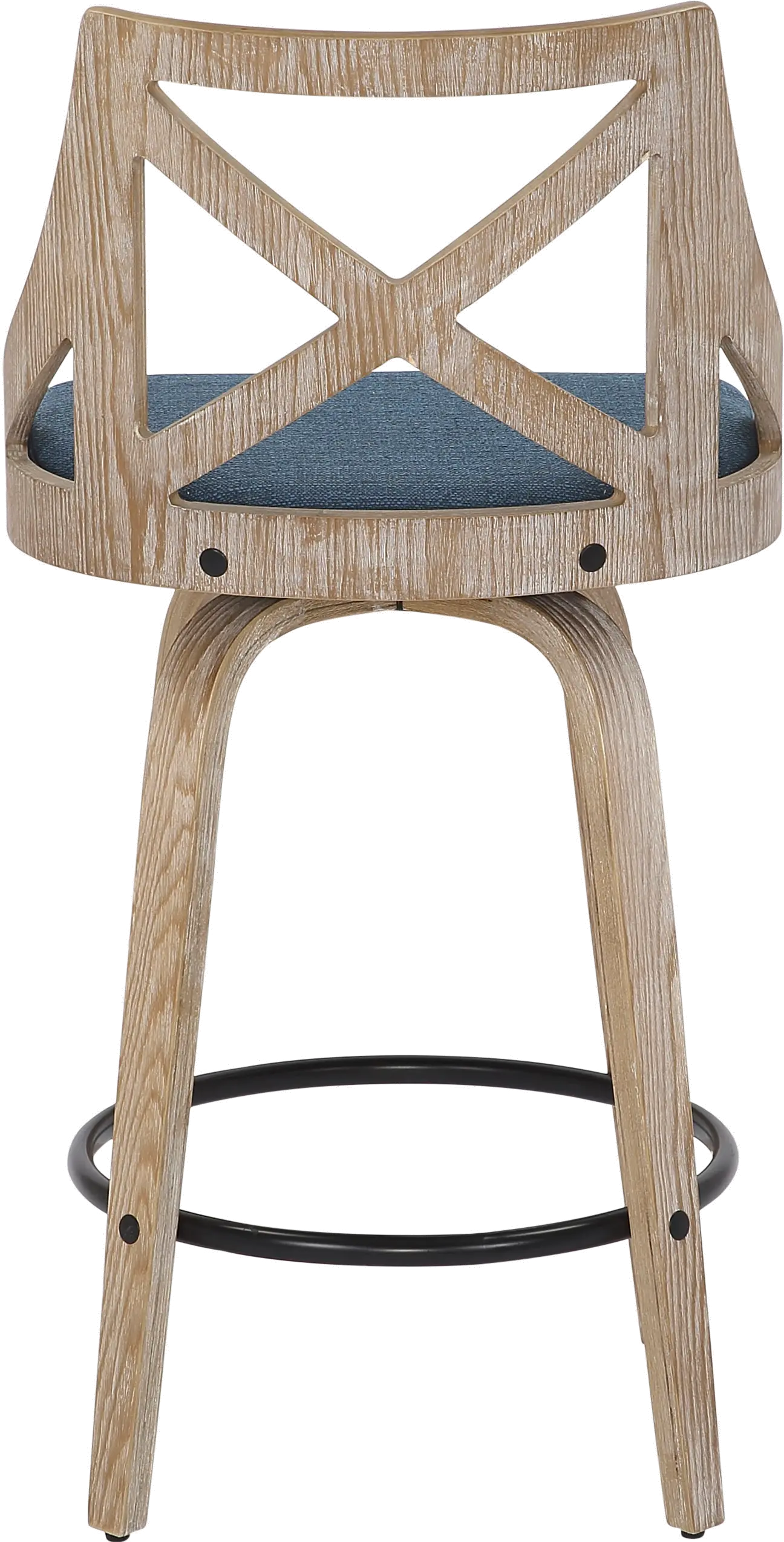 B26-CHARLOT WWBU2 Charlotte Blue & White-Washed Wood Counter Stool, Set of 2-6