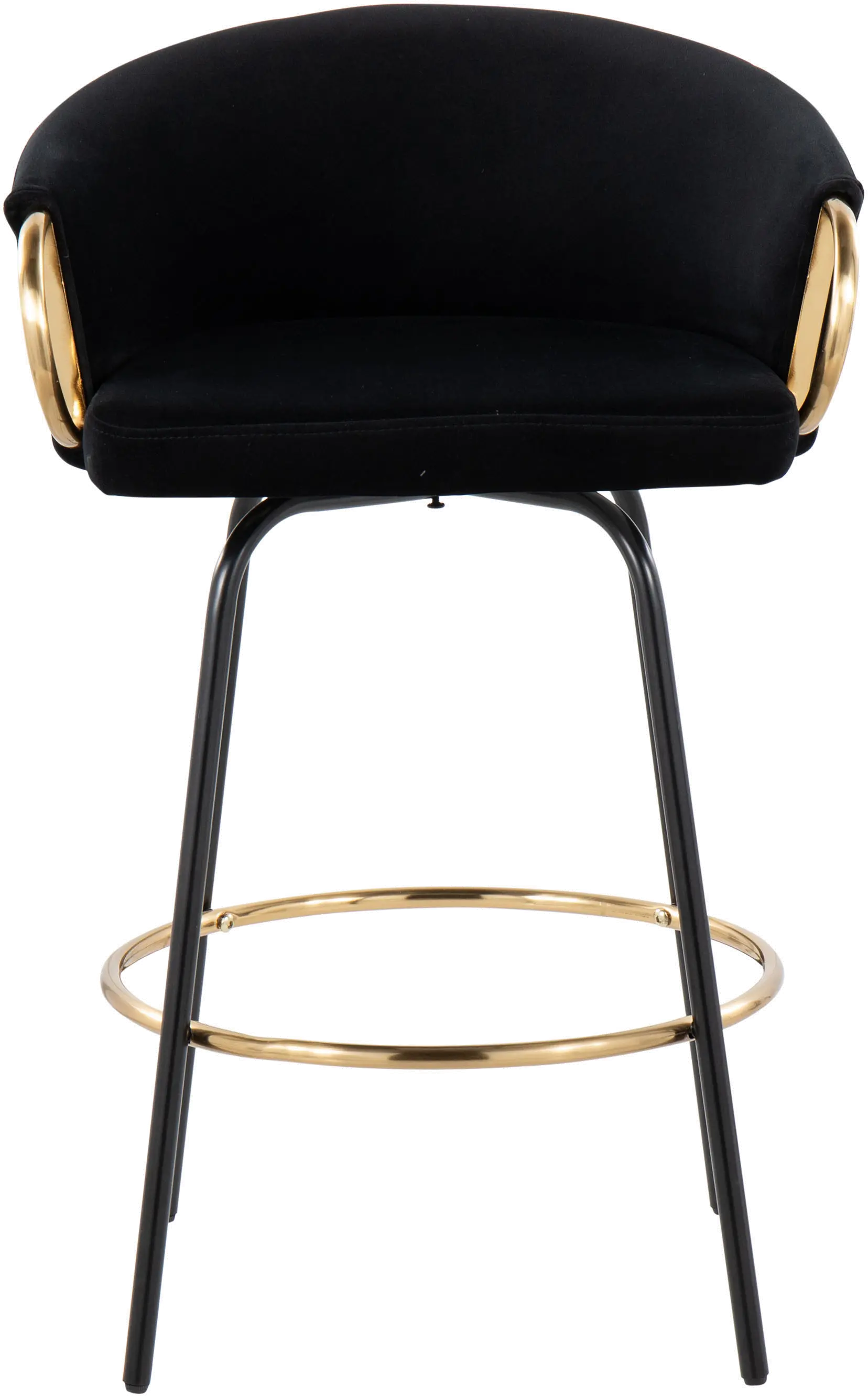B26-CLAIRE2-SWVG_BKVBK2 Claire Glam Gold & Black Velvet Barstool Stool, Set of 2-3