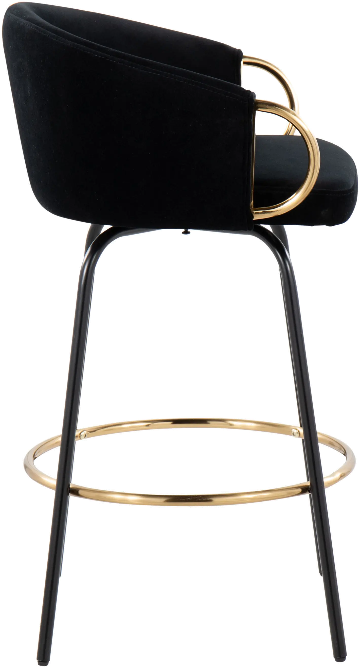 B26-CLAIRE2-SWVG_BKVBK2 Claire Glam Gold & Black Velvet Barstool Stool, Set of 2-4