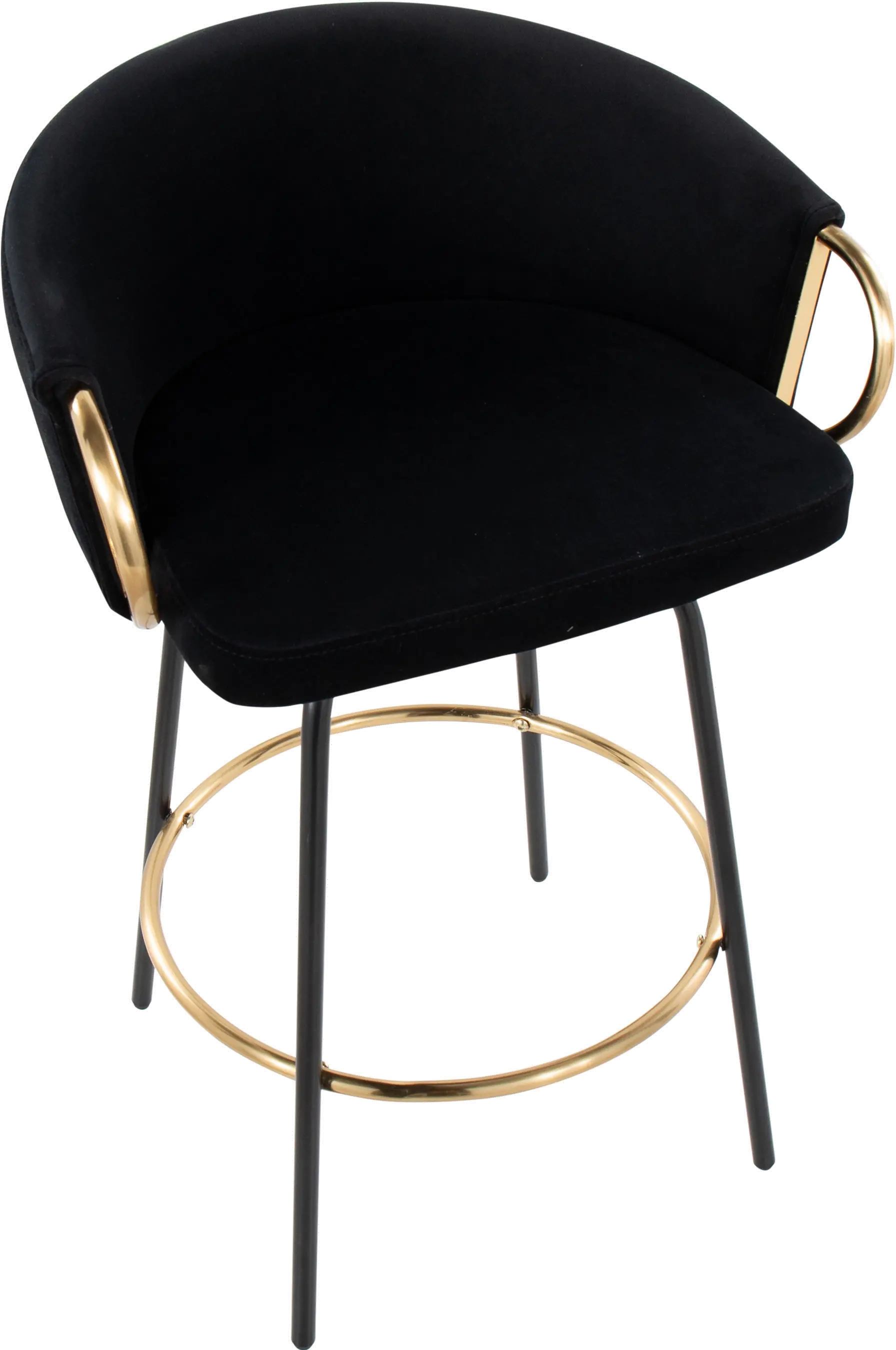 B26-CLAIRE2-SWVG_BKVBK2 Claire Glam Gold & Black Velvet Barstool Stool, Set of 2-6