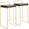 BS-FUJI AU+BK2 Fuji Gold & Black Bar Stool with Low Back, Set of 2
