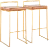 B30-FUJI AUCAM2 Fuji Gold and Camel Bar Stool with Low Back, Set of 2