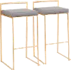 B30-FUJI AUGY2 Fuji Gold and Gray Bar Stool with Low Back, Set of 2