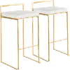 BS-FUJI AU+W2 Fuji Gold and White Bar Stool with Low Back, Set of 2