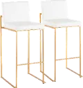 B30-FUJIHB AUW2 Fuji High Back Gold & White Faux Leather Barstools, Set of 2