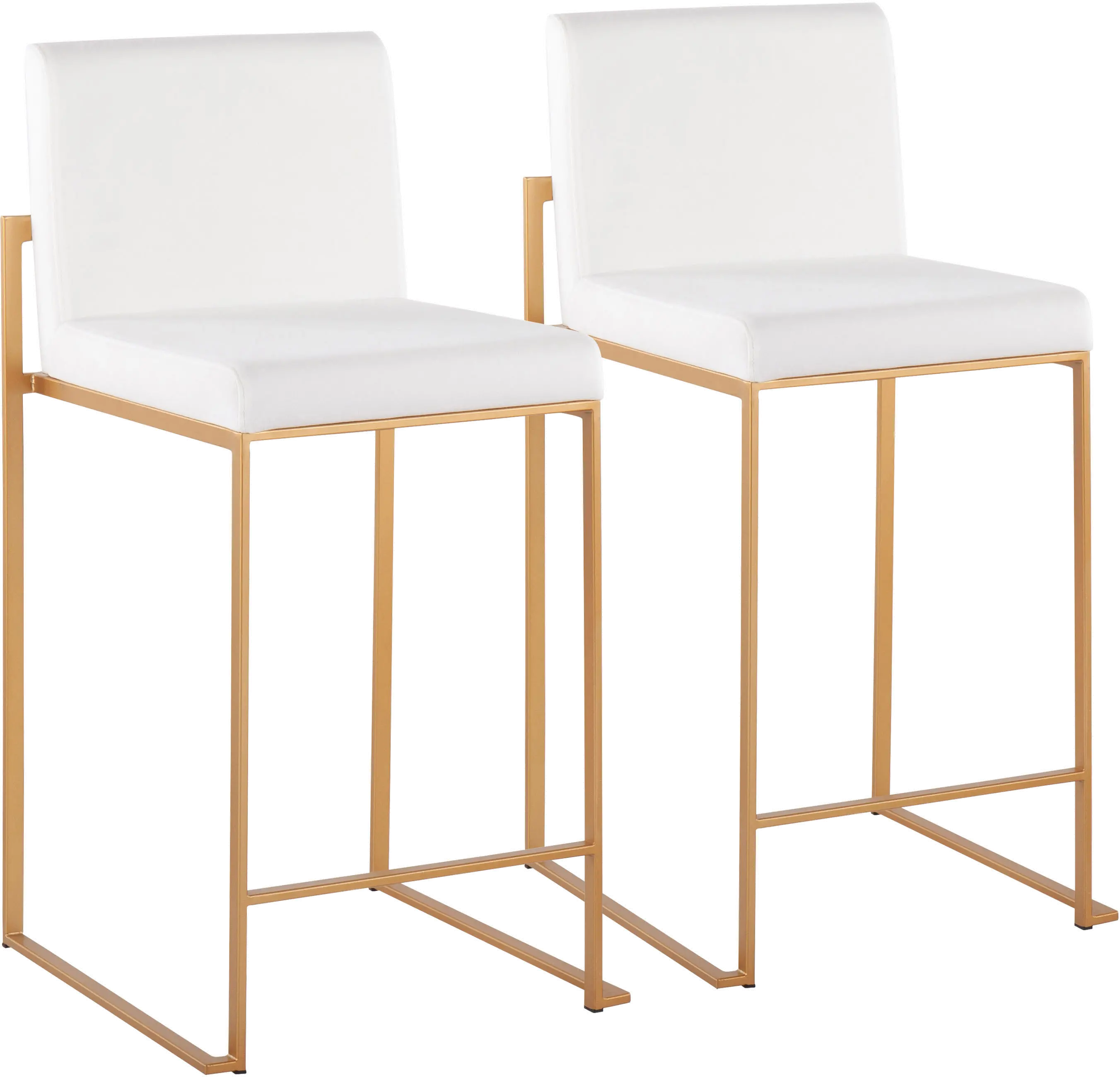 B26-FUJIHB AUVW2 Fuji High Back Gold & White Velvet Counter Stools, Set of 2-1
