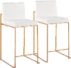 B26-FUJIHB AUVW2 Fuji High Back Gold & White Velvet Counter Stools, Set of 2