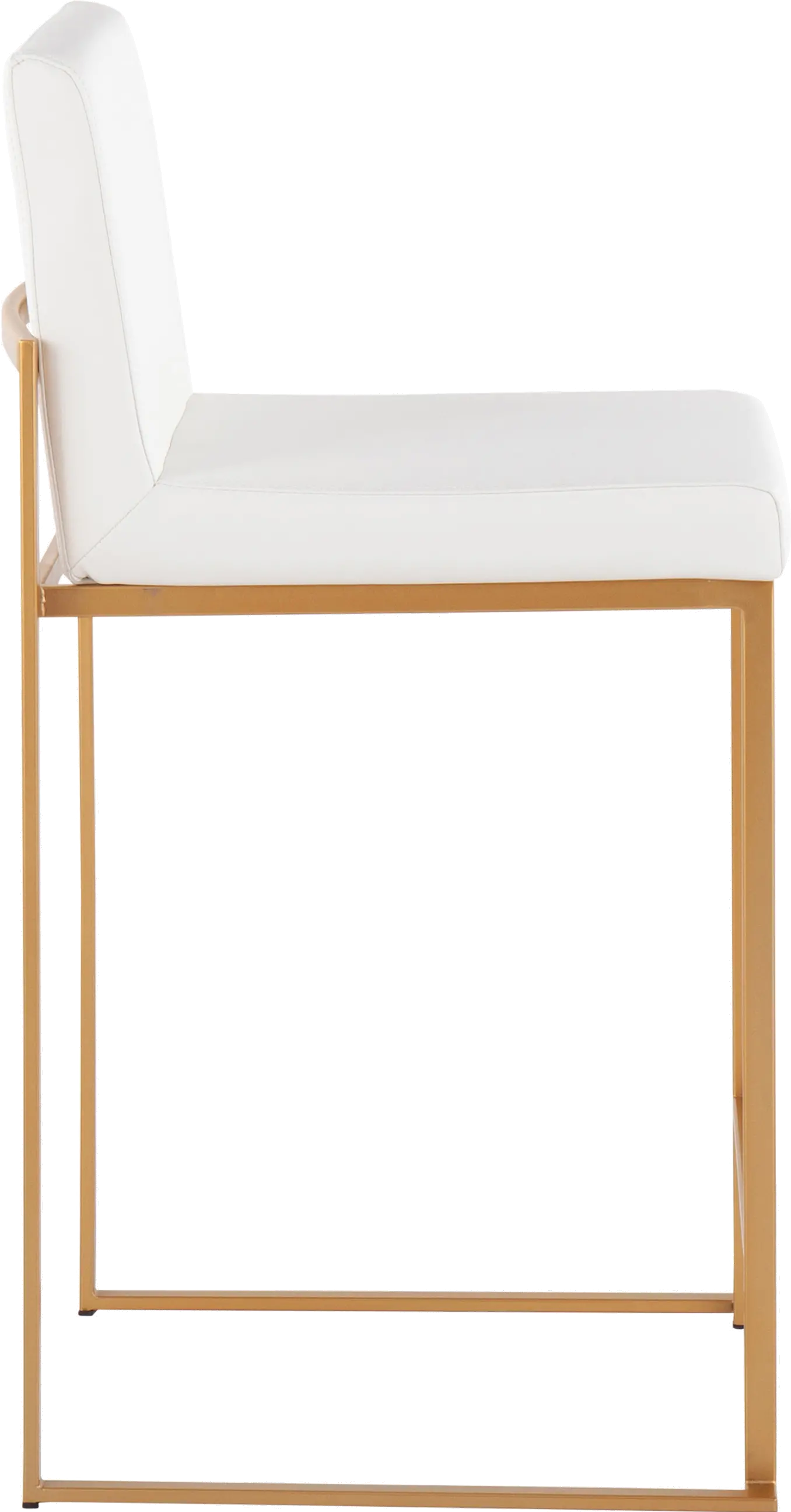 B26-FUJIHB AUW2 Fuji High Back Gold & White Faux Leather Counter Stools, Set of 2-4