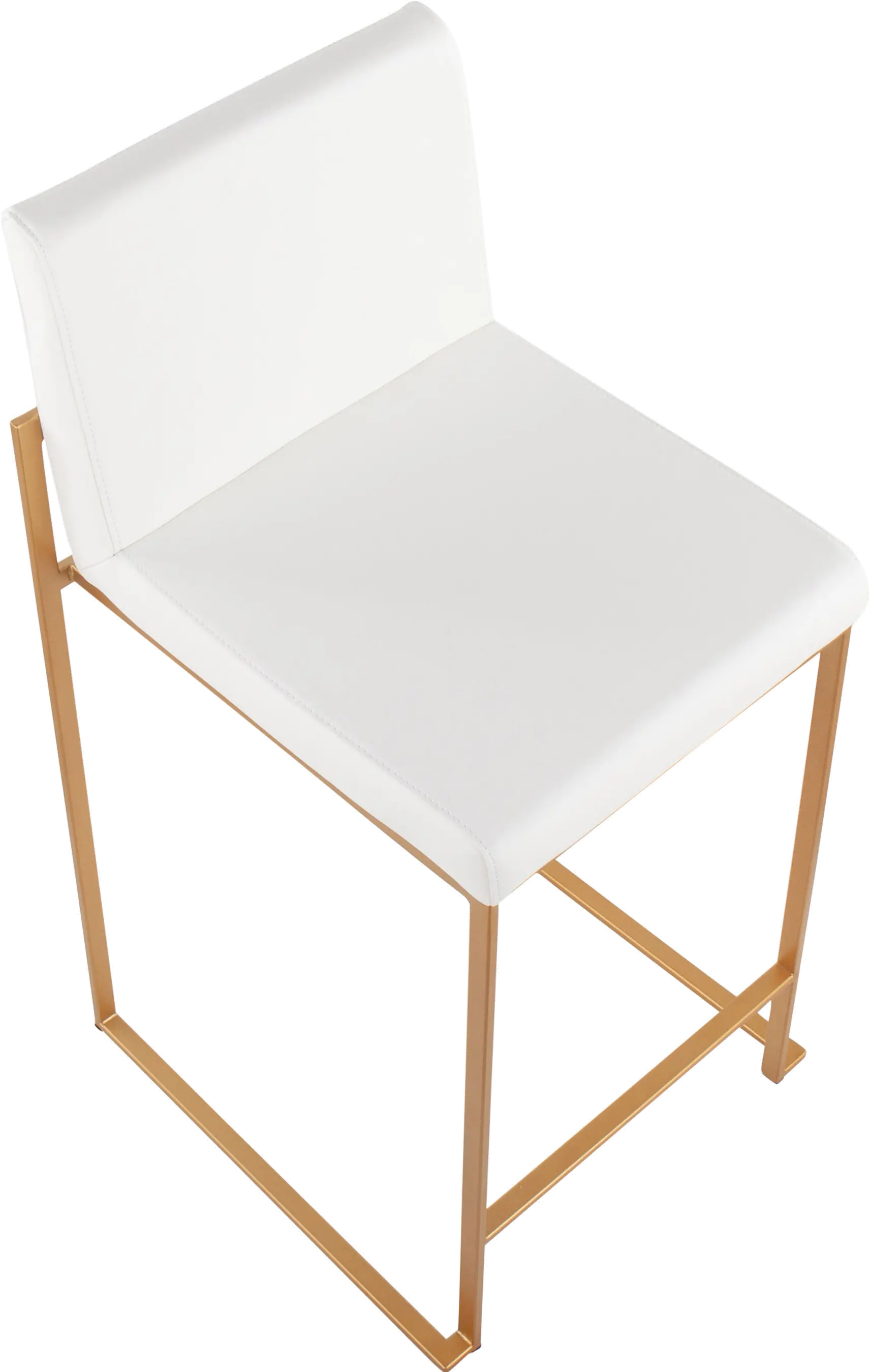 B26-FUJIHB AUW2 Fuji High Back Gold & White Faux Leather Counter Stools, Set of 2-6