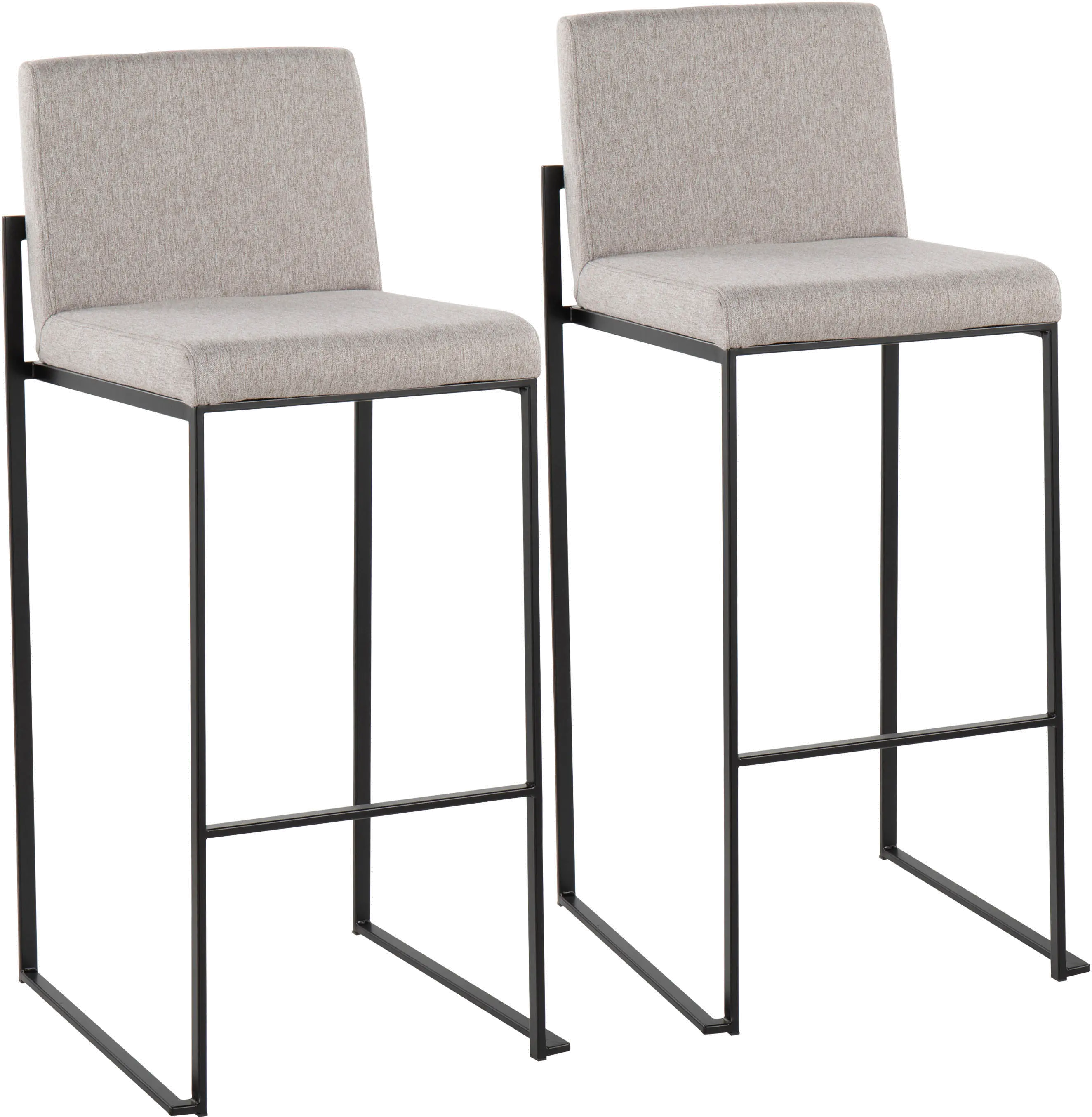 B30-FUJIHB BKFGY2 Fuji Black and Light Gray Bar Stool, Set of 2-1