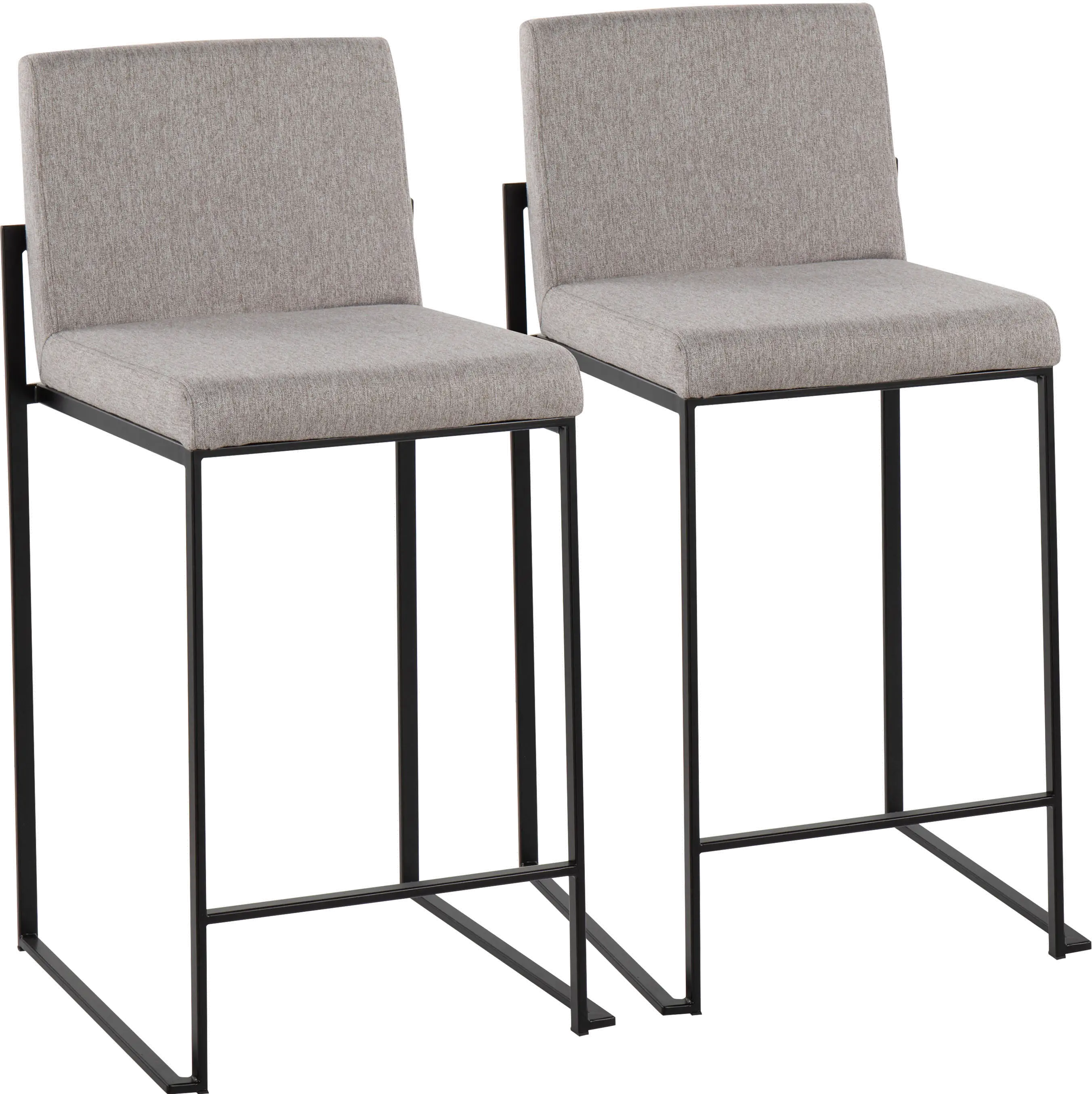 B26-FUJIHB BKFGY2 Fuji Black and Light Gray Counter Height Stool, Set of 2-1