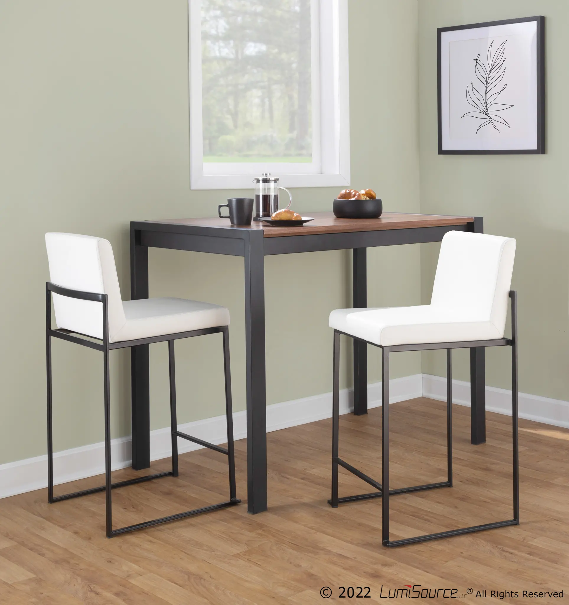 B26-FUJIHB BKW2 Fuji Black and White Counter Height Stool, Set of 2-2