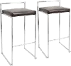 BS-FUJI BN2 Fuji Low Back Stainless & Brown Faux Leather Barstools, Set of 2