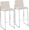 B30-FUJIHB SSFBG2 Fuji High Back Stainless & Beige Barstools, Set of 2