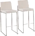 B30-FUJIHB SSFBG2 Fuji High Back Stainless & Beige Barstools, Set of 2