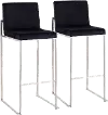 B30-FUJIHB SSVBK2 Fuji High Back Stainless & Black Velvet Barstools, Set of 2