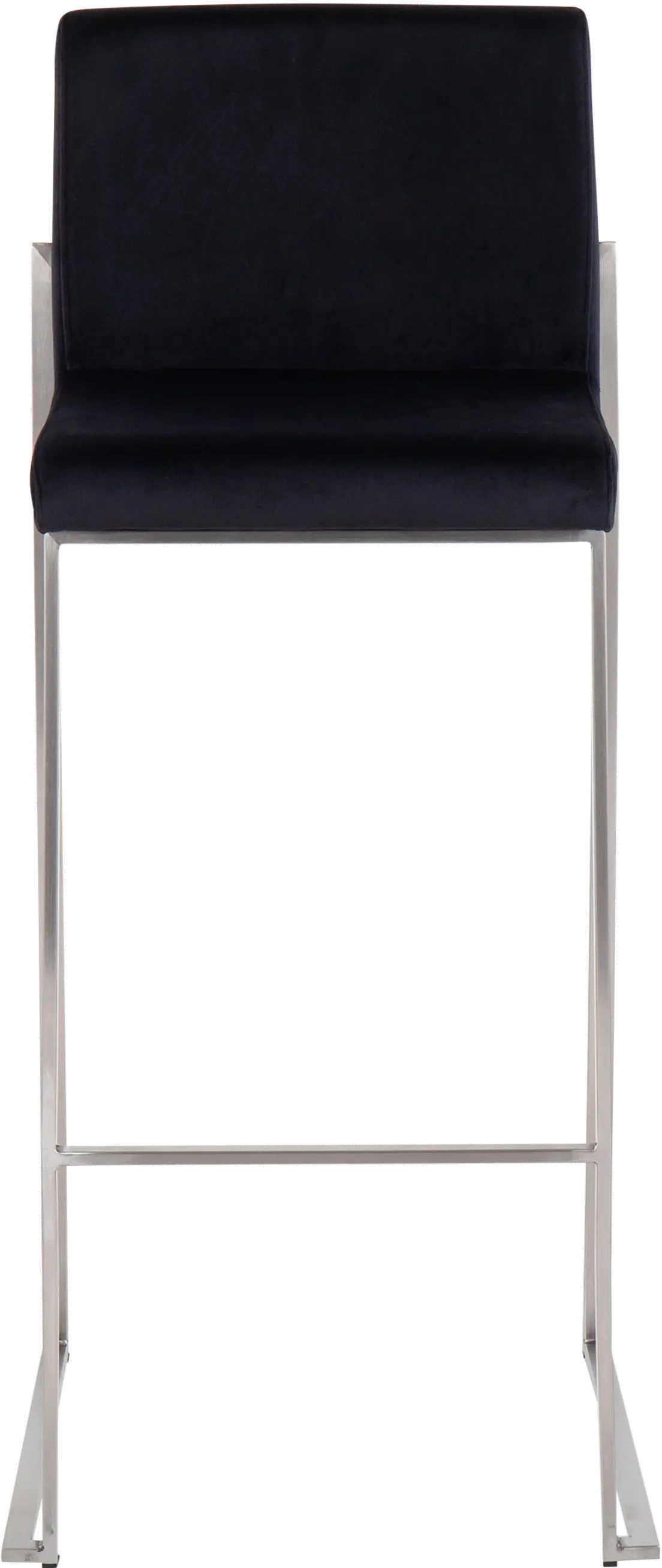 B30-FUJIHB SSVBK2 Fuji High Back Stainless & Black Velvet Barstools, Set of 2-3