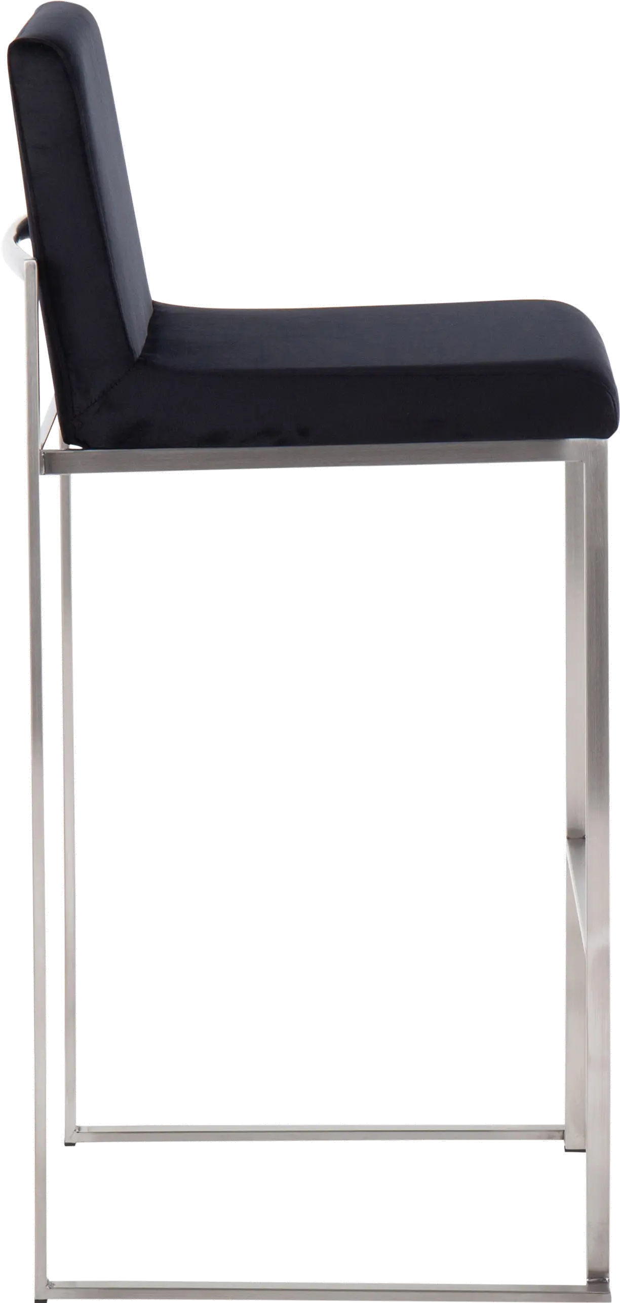 B30-FUJIHB SSVBK2 Fuji High Back Stainless & Black Velvet Barstools, Set of 2-4