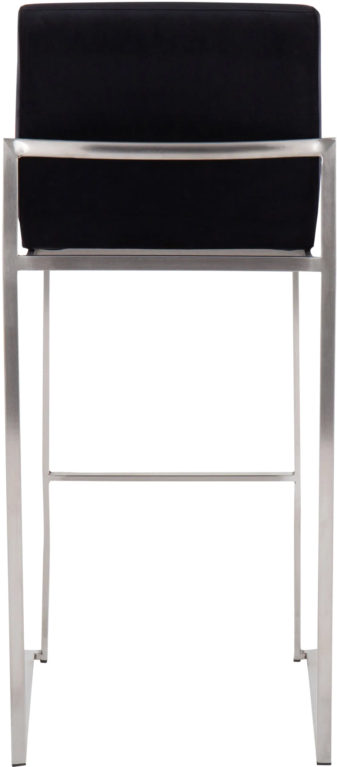 B30-FUJIHB SSVBK2 Fuji High Back Stainless & Black Velvet Barstools, Set of 2-5