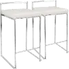 CS-FUJI W2 Fuji Low Back Stainless & White Faux Leather Counter Stools, Set of 2
