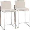 B26-FUJIHB SSFBG2 Fuji High Back Stainless & Beige Counter Stools, Set of 2