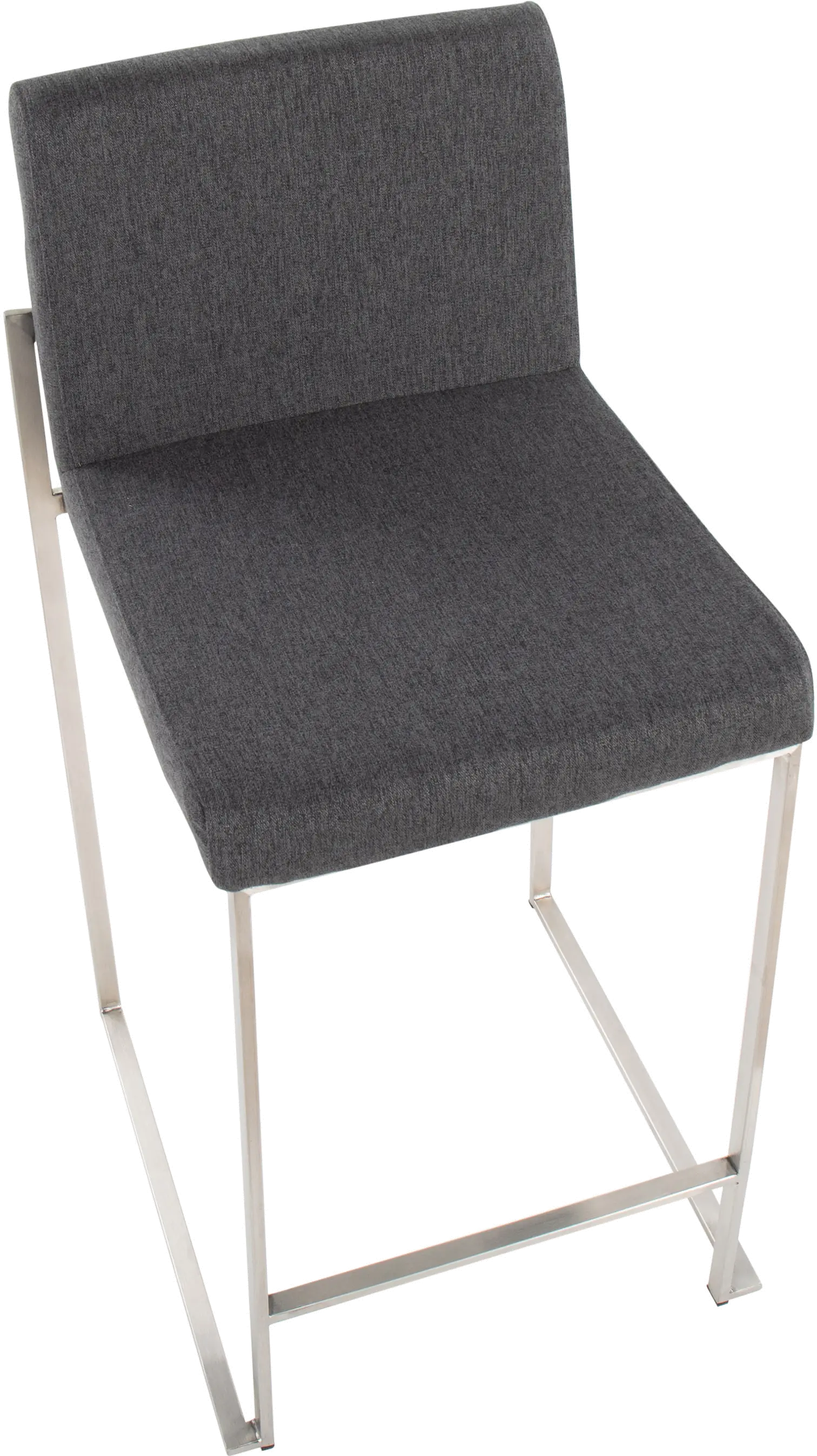 B26-FUJIHB SSFCHAR2 Fuji High Back Stainless & Charcoal Counter Stools, Set of 2-6