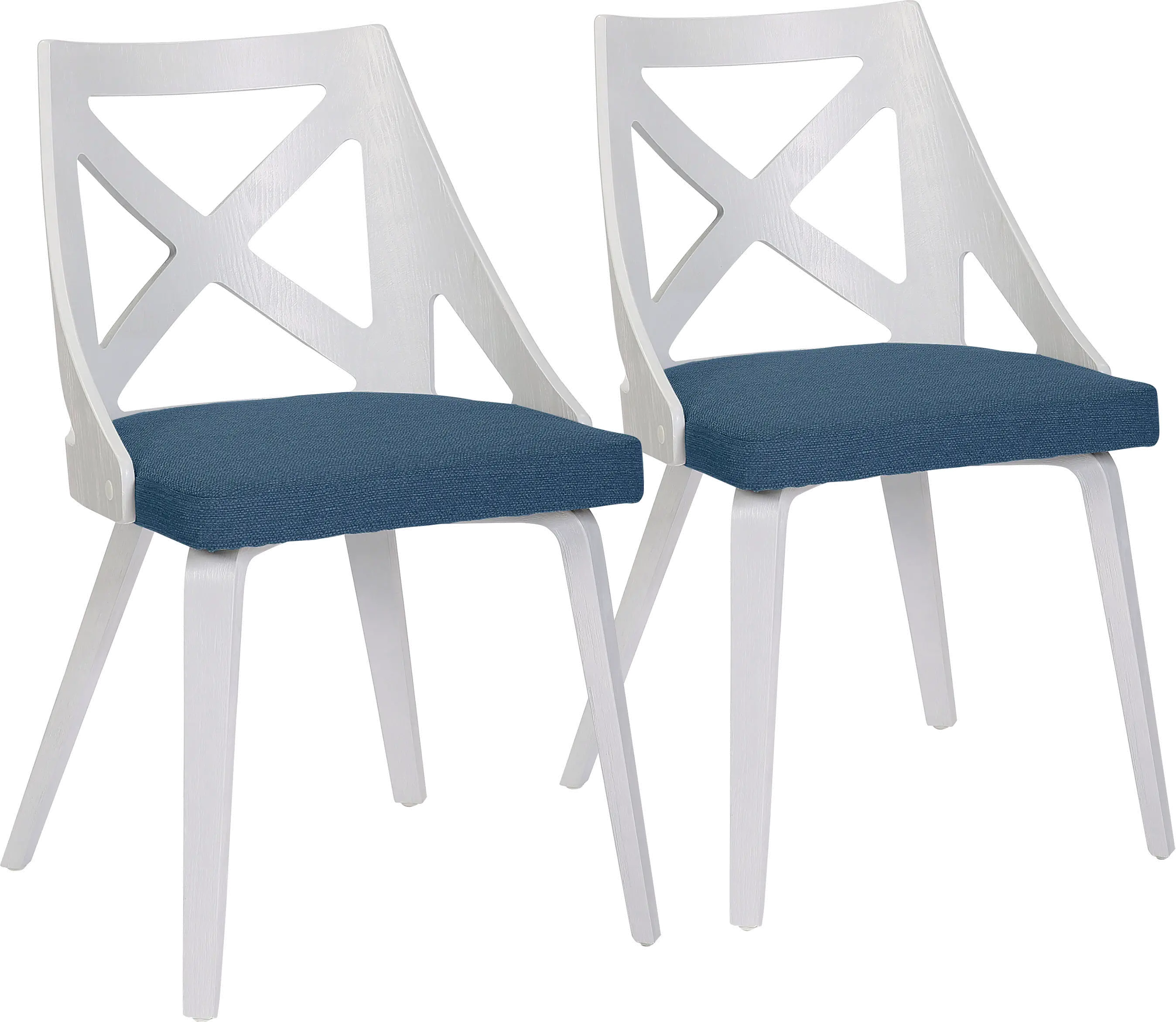 CH-CHARLOT WTXTBU2 Charlotte White & Blue Dining Chairs, Set of 2-1