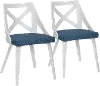 CH-CHARLOT WTXTBU2 Charlotte White & Blue Dining Chairs, Set of 2