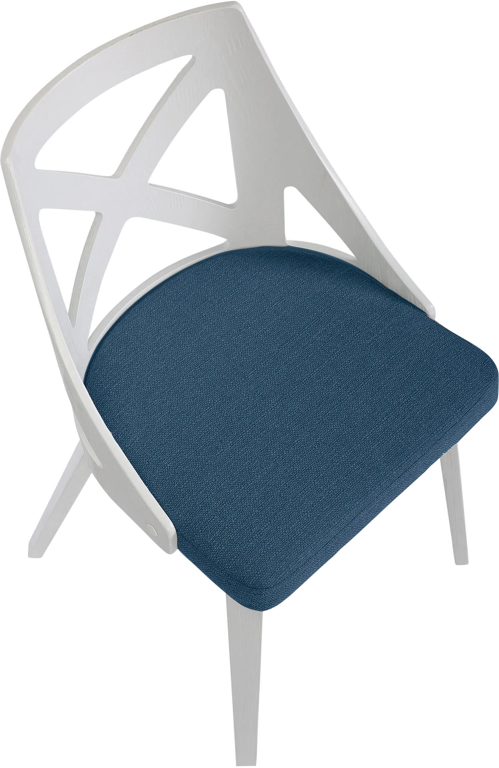 CH-CHARLOT WTXTBU2 Charlotte White & Blue Dining Chairs, Set of 2-5