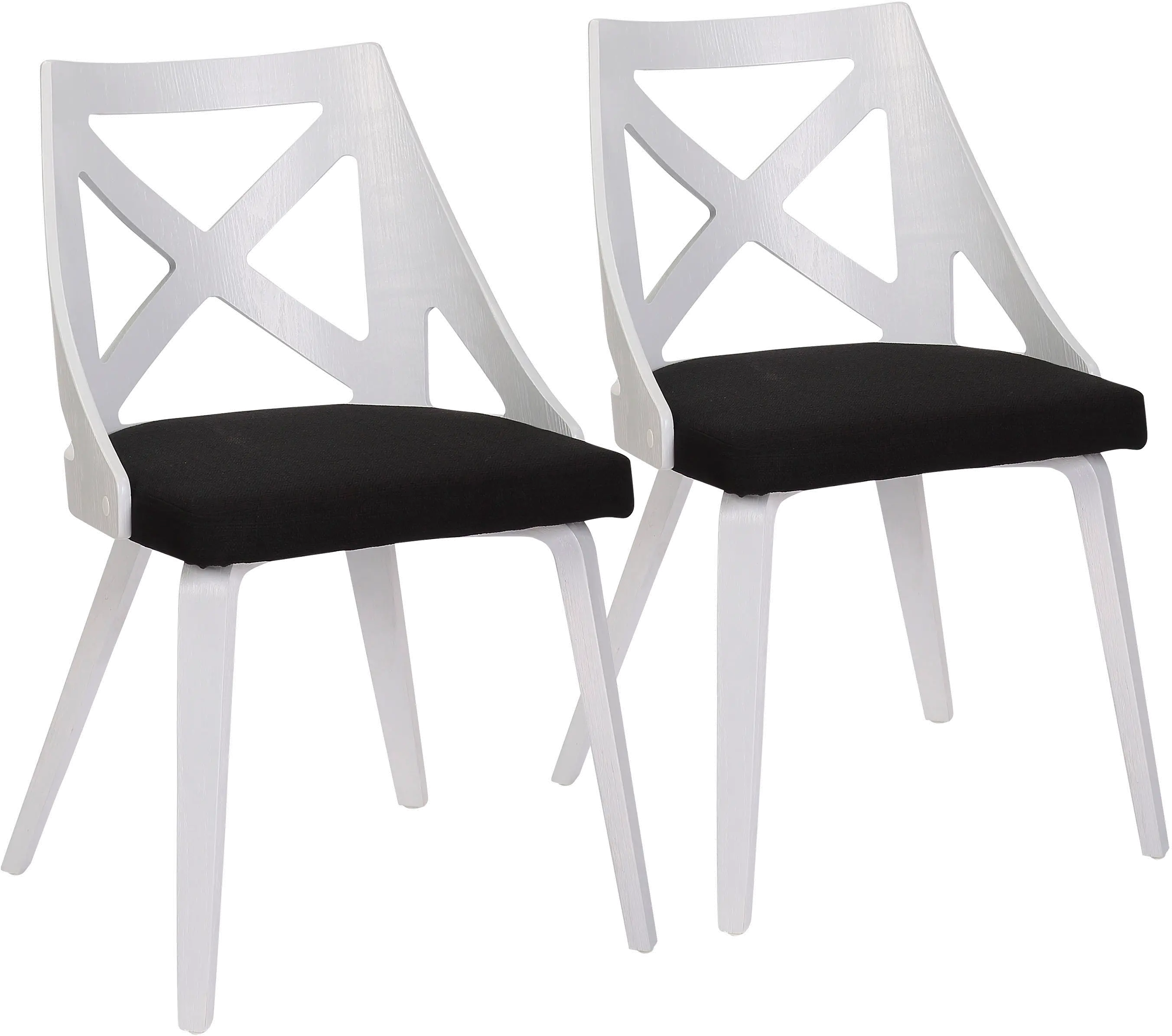 CH-CHARLOT WTXTCHAR2 Charlotte White & Charcoal Dining Chairs, Set of 2-1