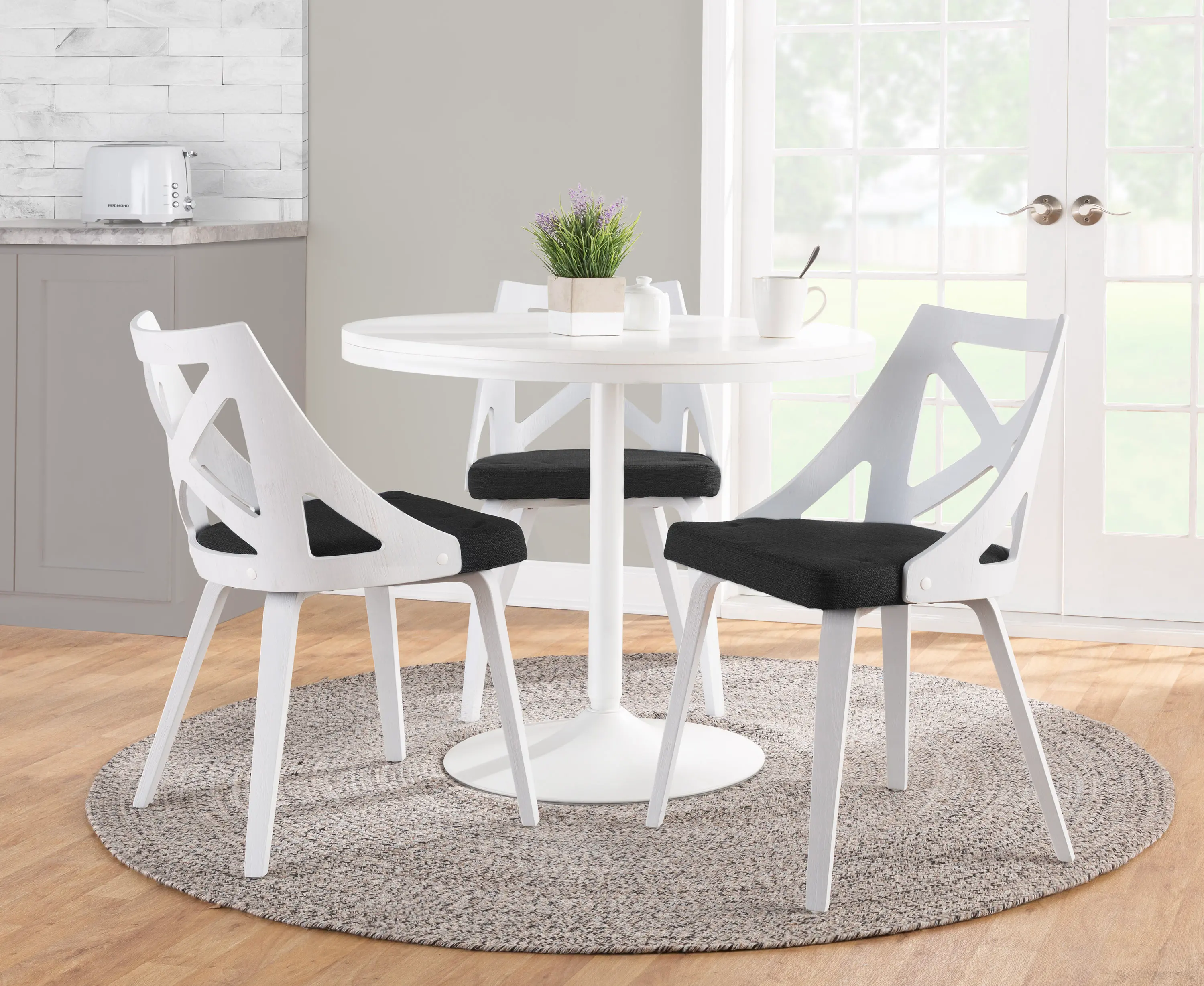 CH-CHARLOT WTXTCHAR2 Charlotte White & Charcoal Dining Chairs, Set of 2-2