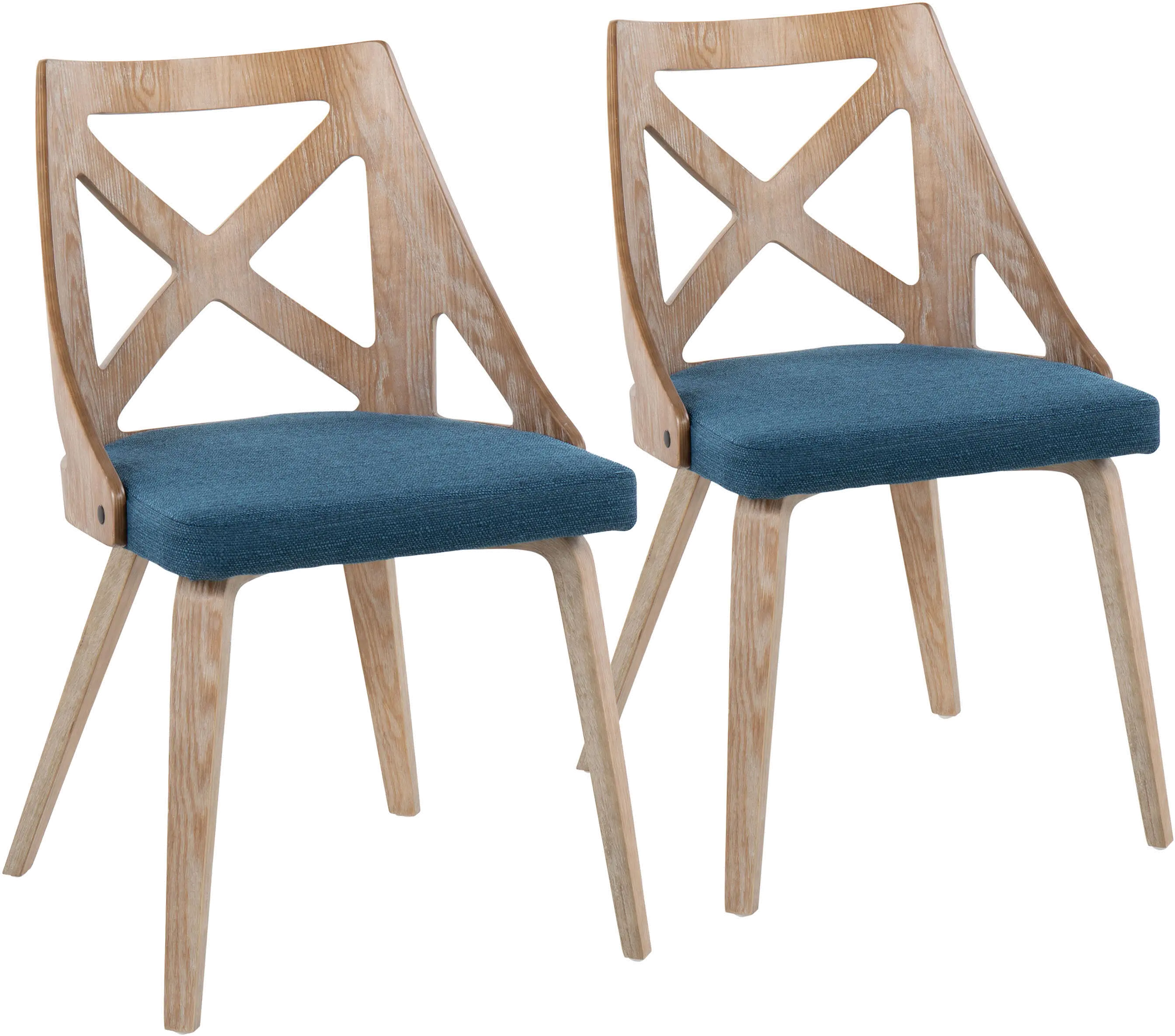 CH-CHARLOT WWBU2 Charlotte Light Brown & Blue Dining Chairs, Set of 2-1
