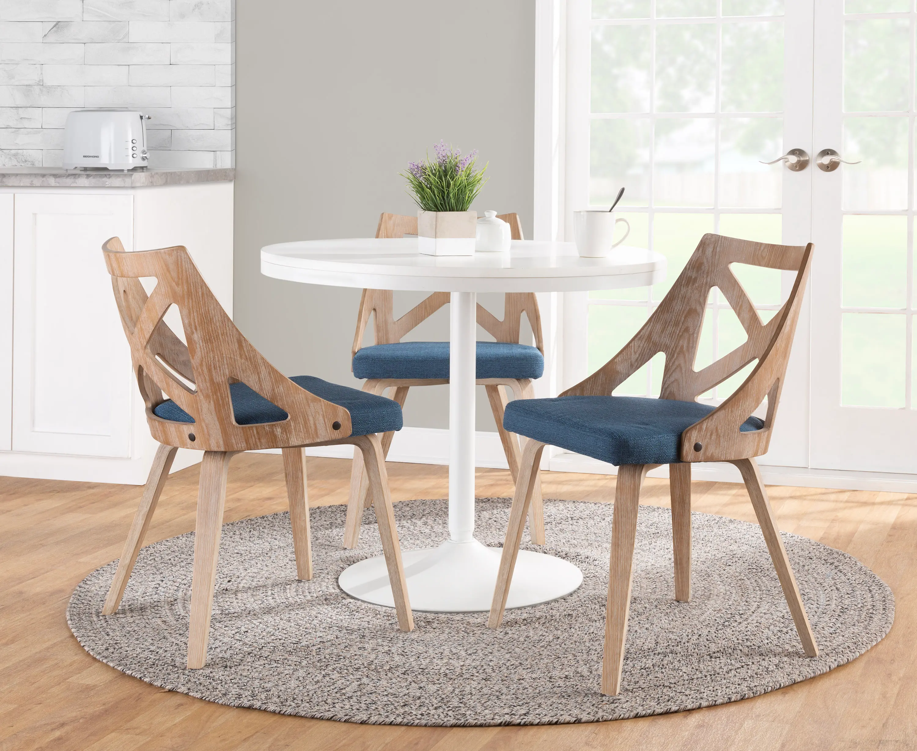 CH-CHARLOT WWBU2 Charlotte Light Brown & Blue Dining Chairs, Set of 2-2
