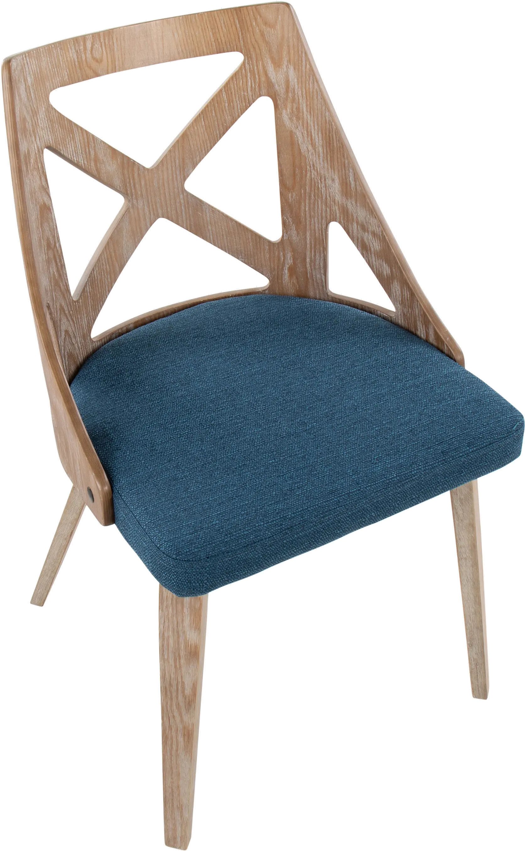 CH-CHARLOT WWBU2 Charlotte Light Brown & Blue Dining Chairs, Set of 2-5
