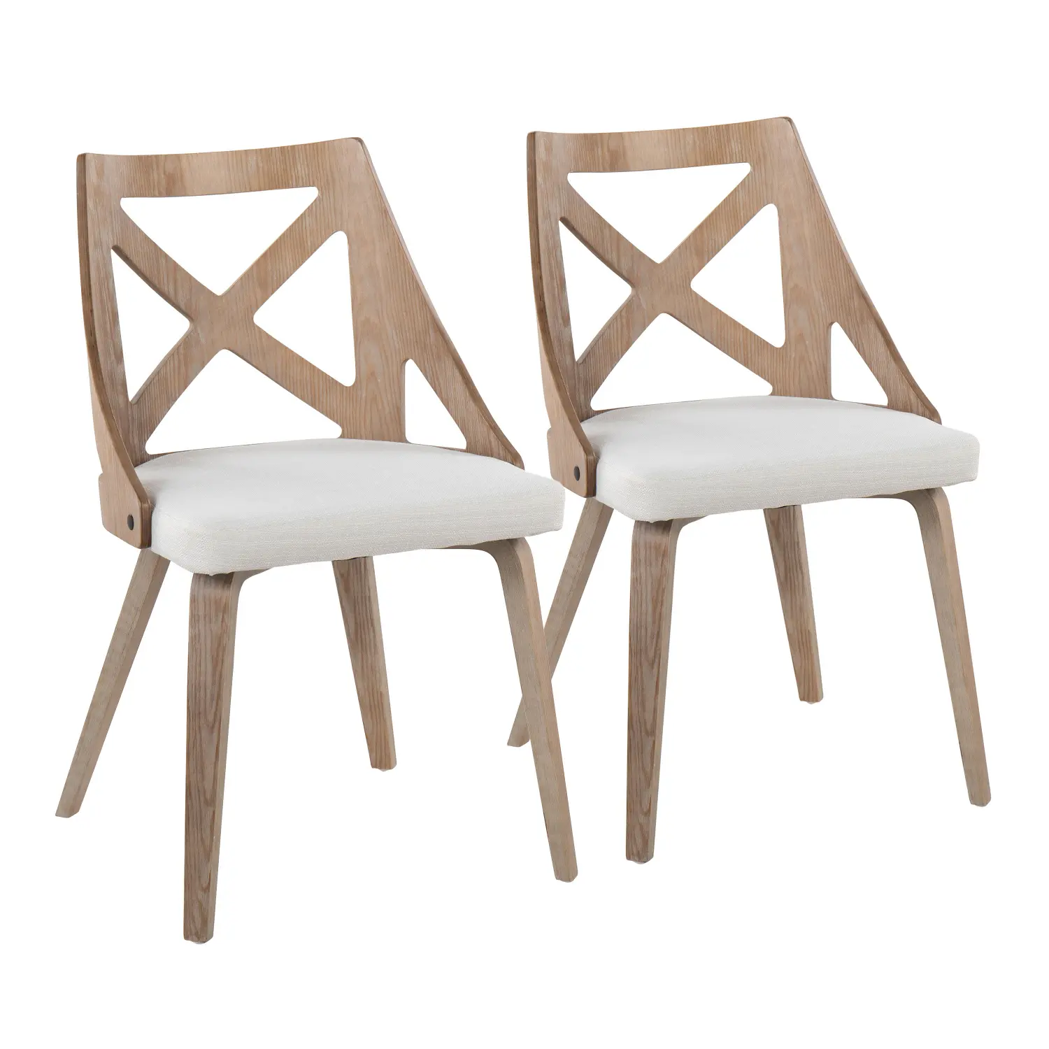 CH-CHARLOT WWCR2 Charlotte Light Brown & Cream Dining Chairs, Set of 2-1