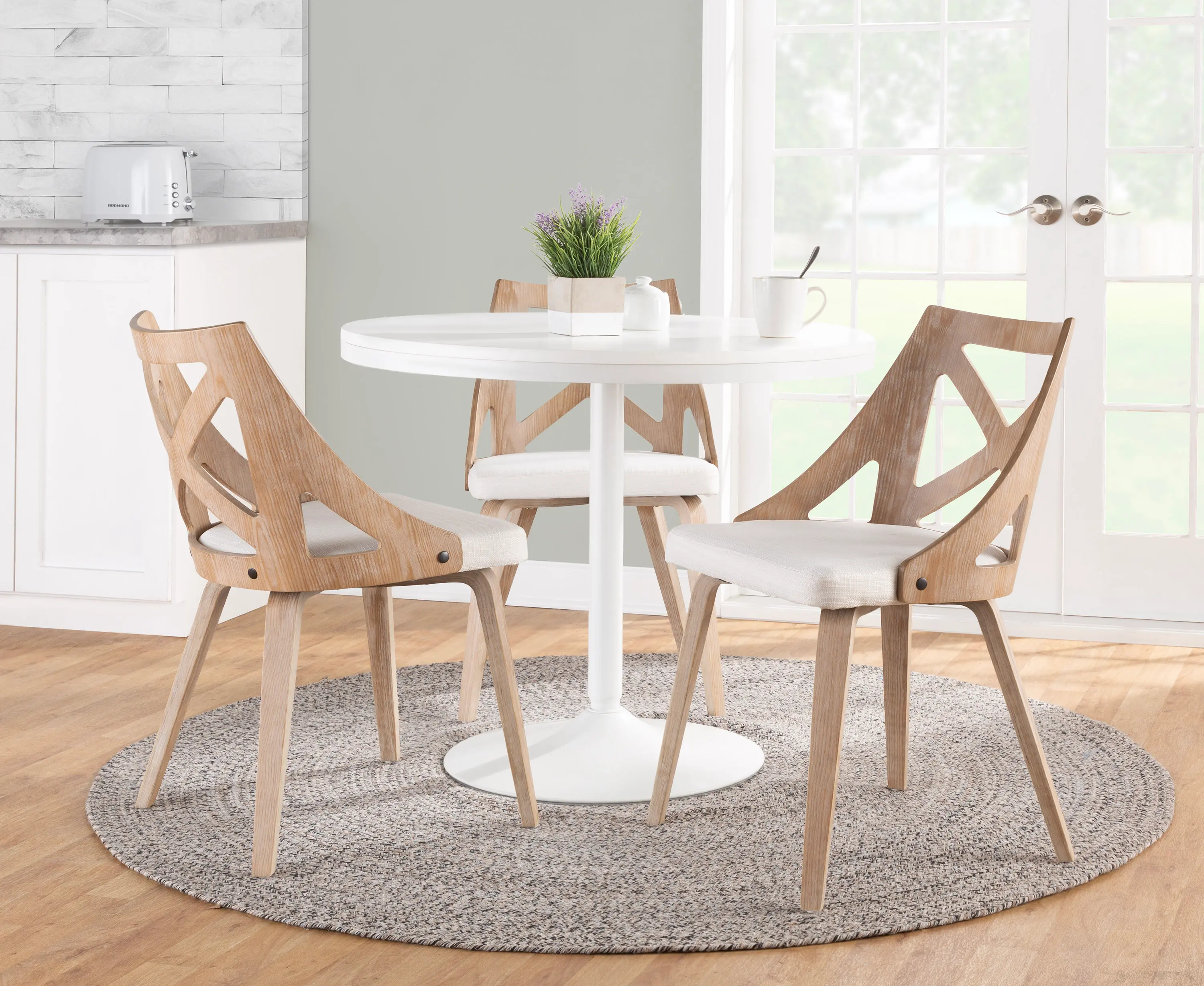 CH-CHARLOT WWCR2 Charlotte Light Brown & Cream Dining Chairs, Set of 2-2