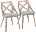 CH-CHARLOT WWGY2 Charlotte Light Brown & Light Gray Dining Chairs, Set of 2