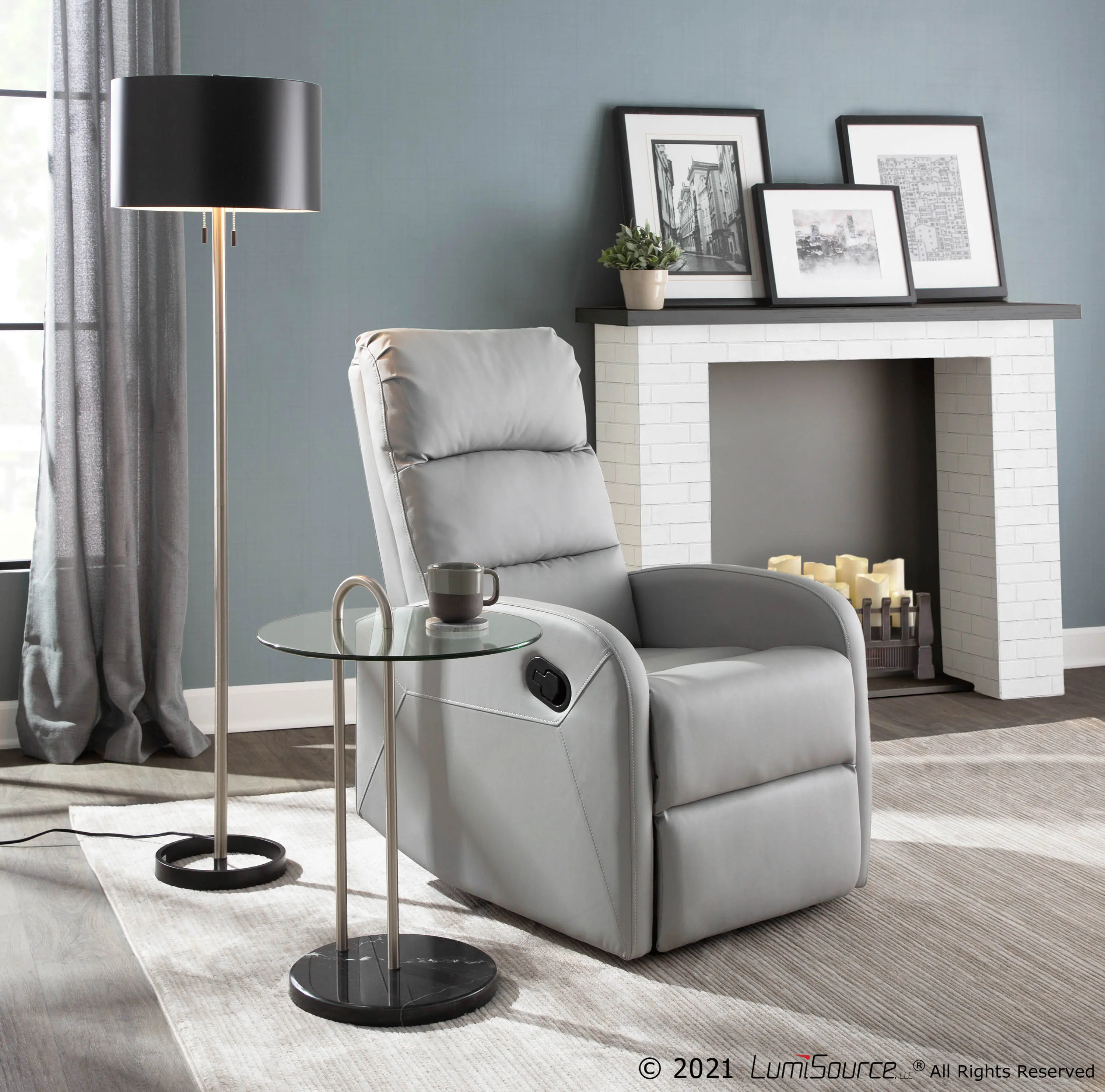 RCL-DORMI LGY Dormi Light Gray Faux Leather Manual Recliner-2