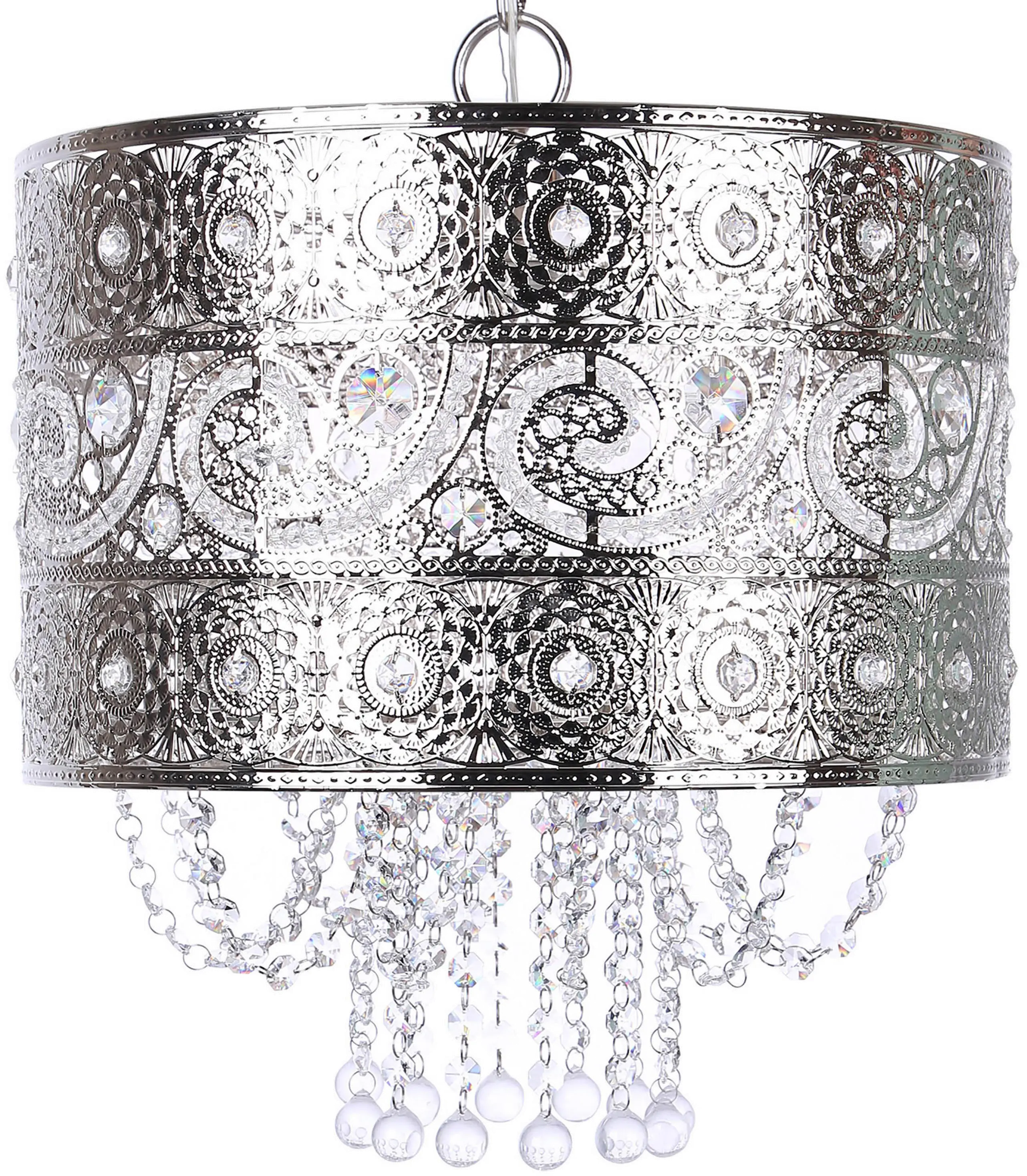 PL9-TANGIER-WPL NIK9 Tangier Nickel Pendant Light with Crystal Dangles-4