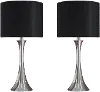 TL24-LENUXE-DBL NIBK2 Lenuxe Nickel Table Lamps with Black Shades, Set of 2
