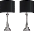 TL24-LENUXE-DBL NIBK2 Lenuxe Nickel Table Lamps with Black Shades, Set of 2