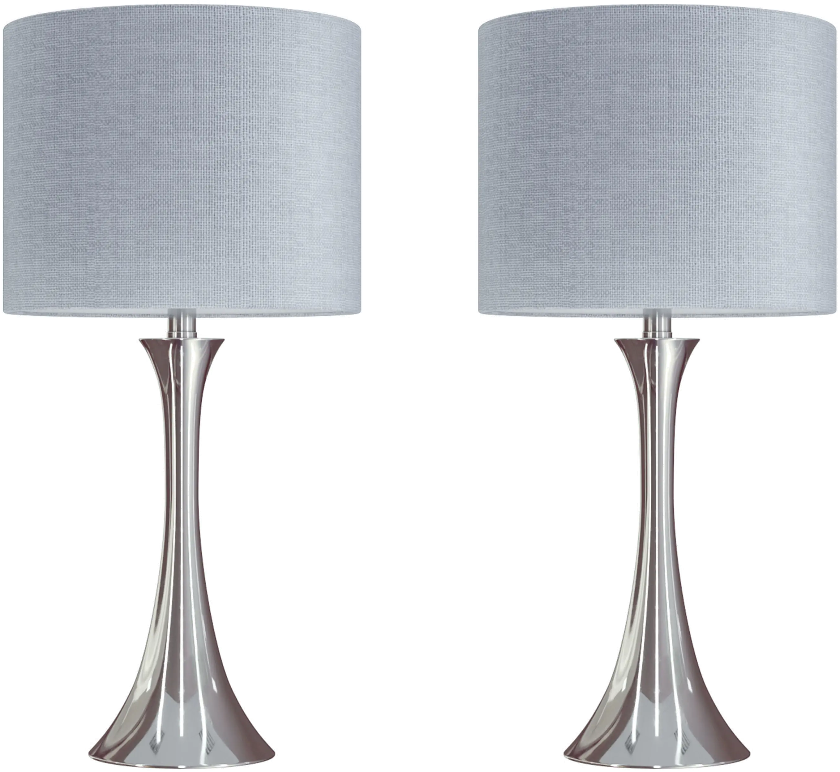 TL24-LENUXE-DBL NILGY2 Lenuxe Polished Nickel Table Lamps with Sparkly Gray Shades, Set of 2-1