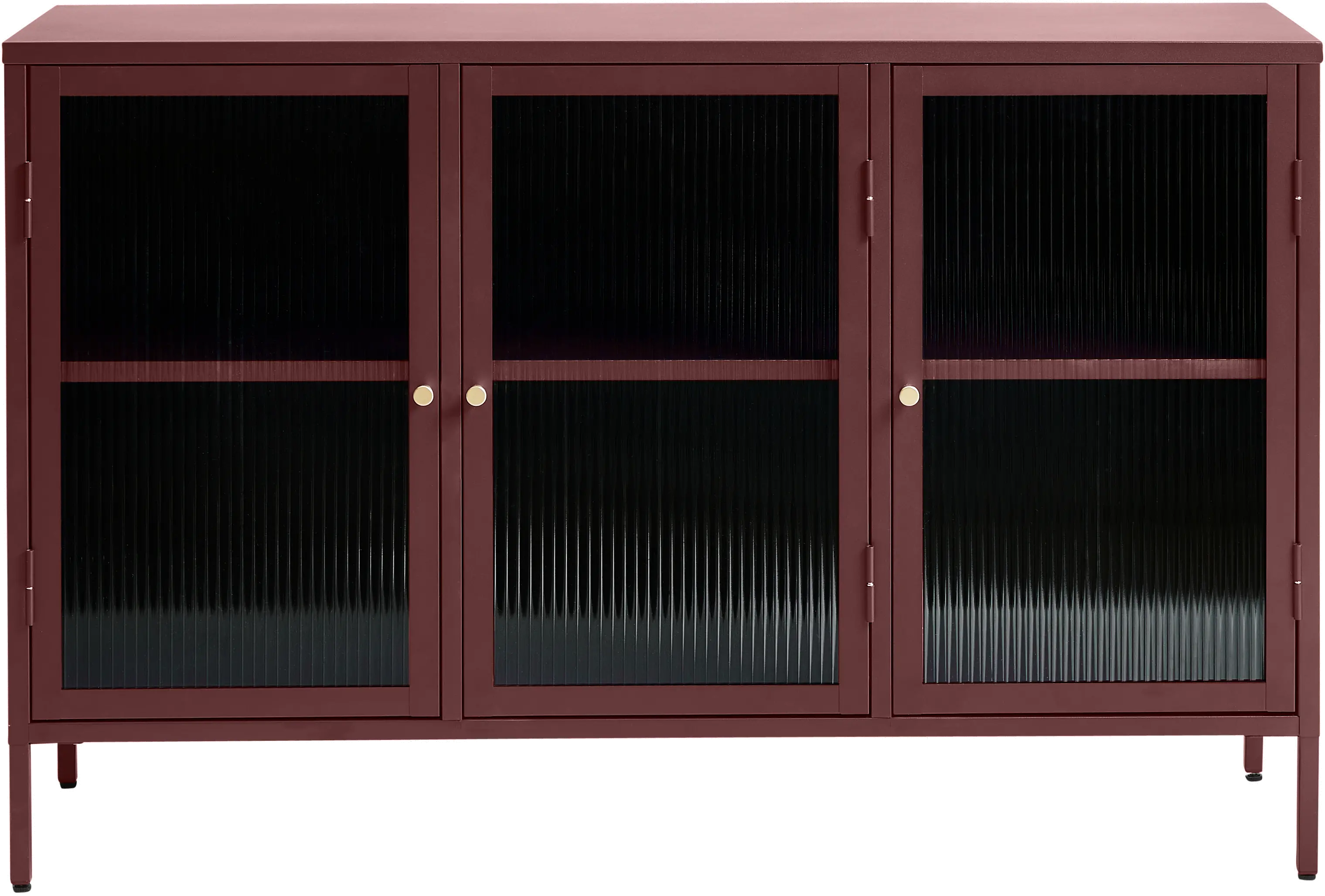 Bronco Red Metal & Glass 3-Door Sideboard-1