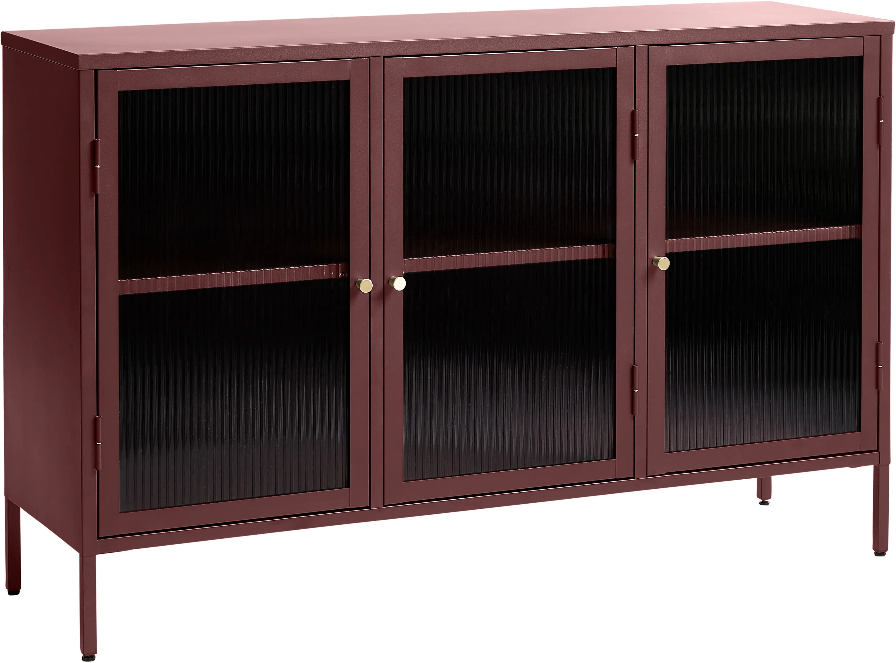 Bronco Red Metal & Glass 3-Door Sideboard-3
