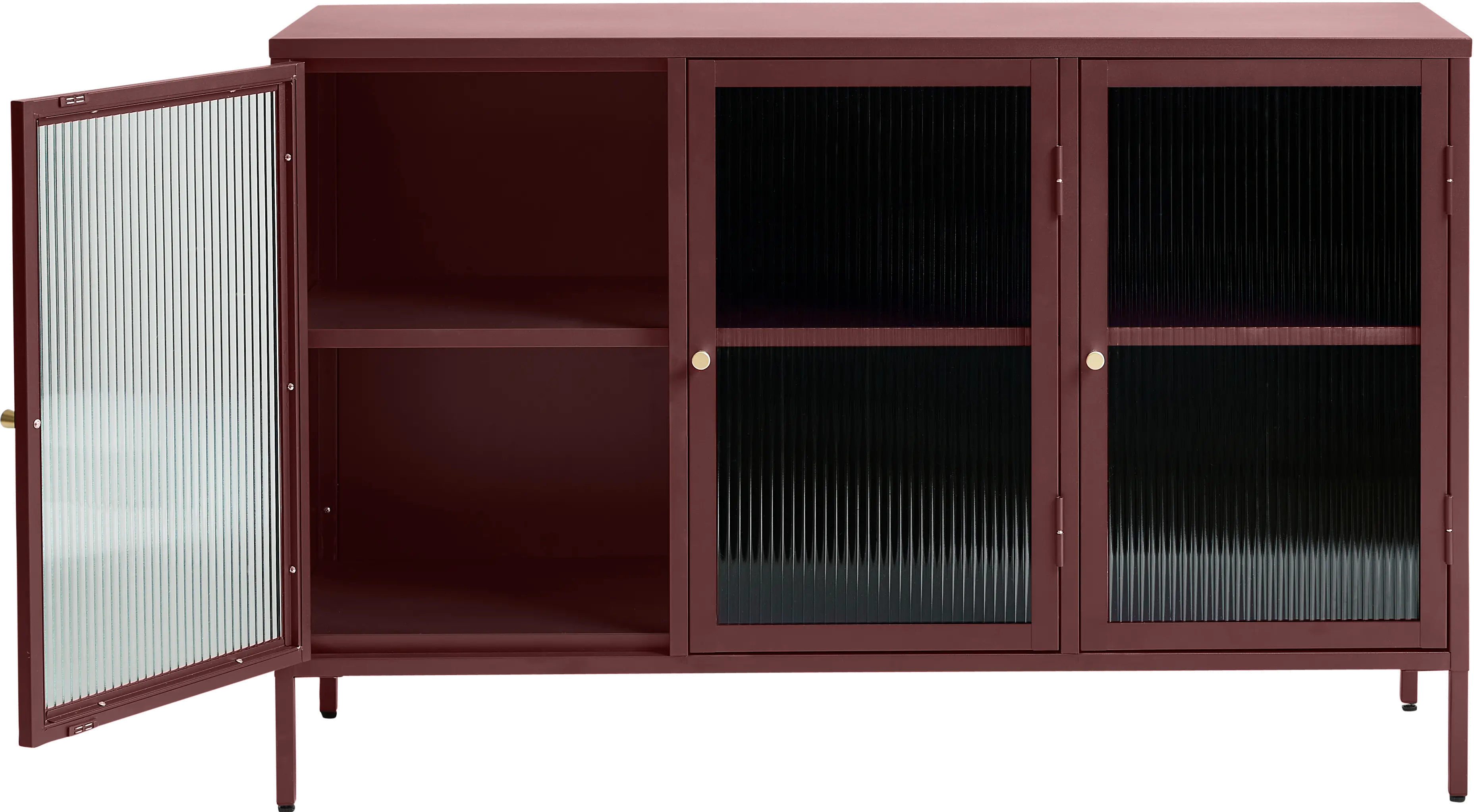 Bronco Red Metal & Glass 3-Door Sideboard-4