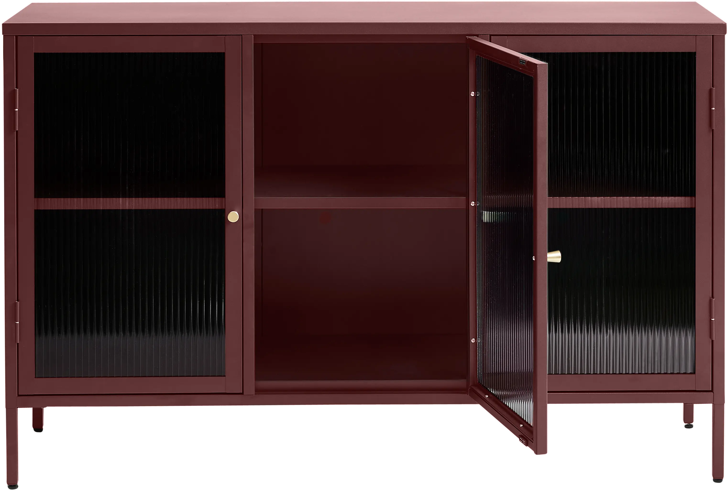 Bronco Red Metal & Glass 3-Door Sideboard-5