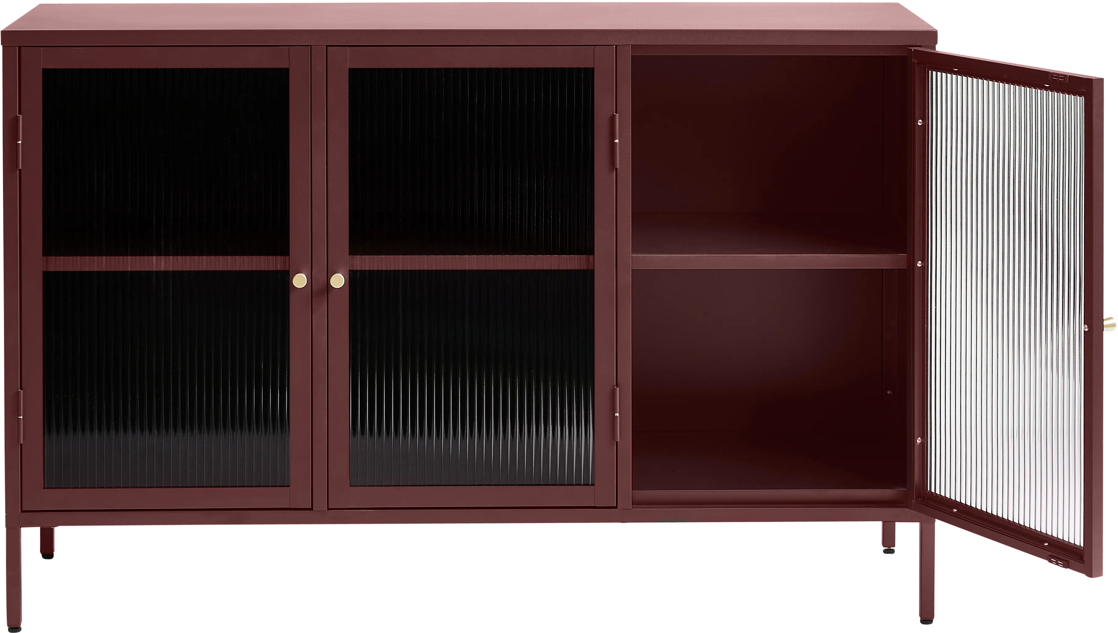 Bronco Red Metal & Glass 3-Door Sideboard-6