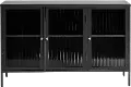 Bronco Black Metal & Glass 3-Door Sideboard